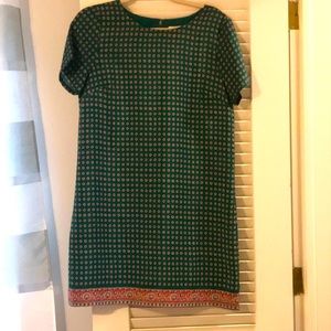 J.Crew green and coral short sleeve dress